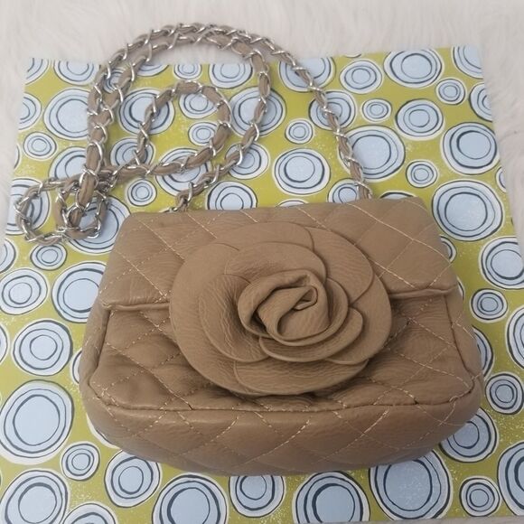 Faux Leather Dark Tan Rose Crossbody Bag - Picture 3 of 13